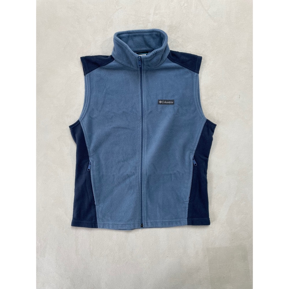 Columbia Mens Blue Full Zip Fleece Vest AM1535 Two Tone Outdoor Layer Size M